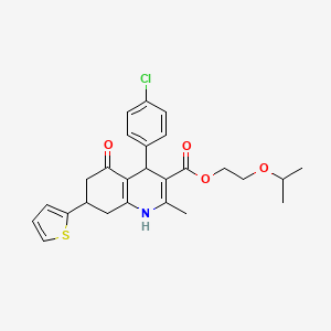 2-(Propan-2-yloxy)ethyl 4-(4-chlorophenyl)-2-methyl-5-oxo-7-(thiophen-2-yl)-1,4,5,6,7,8-hexahydroquinoline-3-carboxylate