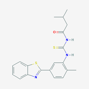 molecular formula C20H21N3OS2 B399154 N-{[5-(1,3-benzothiazol-2-yl)-2-methylphenyl]carbamothioyl}-3-methylbutanamide 