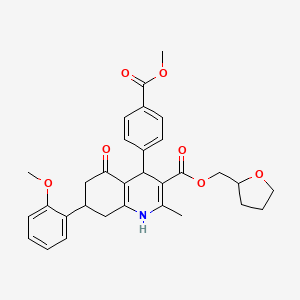 molecular formula C31H33NO7 B3991543 (OXOLAN-2-YL)METHYL 4-[4-(METHOXYCARBONYL)PHENYL]-7-(2-METHOXYPHENYL)-2-METHYL-5-OXO-1,4,5,6,7,8-HEXAHYDROQUINOLINE-3-CARBOXYLATE 