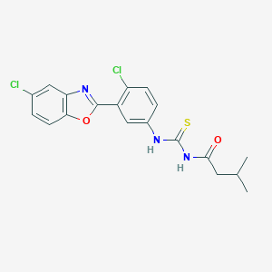 molecular formula C19H17Cl2N3O2S B399155 N-{[4-chloro-3-(5-chloro-1,3-benzoxazol-2-yl)phenyl]carbamothioyl}-3-methylbutanamide 