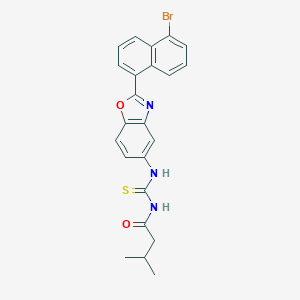 molecular formula C23H20BrN3O2S B399156 N-{[2-(5-bromonaphthalen-1-yl)-1,3-benzoxazol-5-yl]carbamothioyl}-3-methylbutanamide 