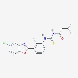 molecular formula C20H20ClN3O2S B399159 N-[3-(5-chloro-1,3-benzoxazol-2-yl)-2-methylphenyl]-N'-(3-methylbutanoyl)thiourea 