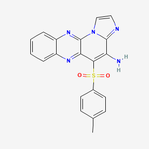 molecular formula C20H15N5O2S B3991626 17-(4-methylphenyl)sulfonyl-2,9,11,14-tetrazatetracyclo[8.7.0.03,8.011,15]heptadeca-1,3,5,7,9,12,14,16-octaen-16-amine 