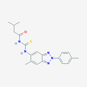 molecular formula C20H23N5OS B399163 3-methyl-N-{[6-methyl-2-(4-methylphenyl)-2H-benzotriazol-5-yl]carbamothioyl}butanamide 