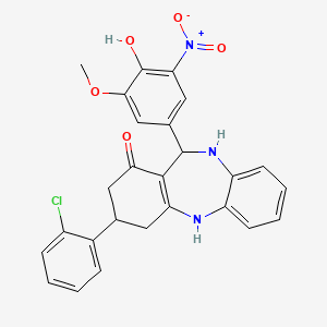 3-(2-chlorophenyl)-11-(4-hydroxy-3-methoxy-5-nitrophenyl)-2,3,4,5,10,11-hexahydro-1H-dibenzo[b,e][1,4]diazepin-1-one