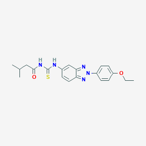 molecular formula C20H23N5O2S B399164 N-{[2-(4-ethoxyphenyl)-2H-benzotriazol-5-yl]carbamothioyl}-3-methylbutanamide 
