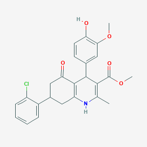 Methyl 7-(2-chlorophenyl)-4-(4-hydroxy-3-methoxyphenyl)-2-methyl-5-oxo-1,4,5,6,7,8-hexahydroquinoline-3-carboxylate