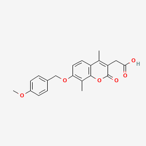 molecular formula C21H20O6 B3991710 2-{7-[(4-METHOXYPHENYL)METHOXY]-4,8-DIMETHYL-2-OXO-2H-CHROMEN-3-YL}ACETIC ACID 