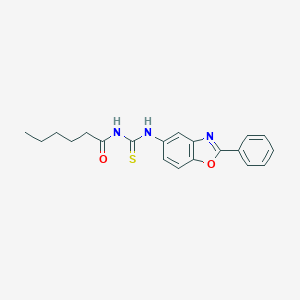 molecular formula C20H21N3O2S B399172 N-[(2-phenyl-1,3-benzoxazol-5-yl)carbamothioyl]hexanamide CAS No. 490016-14-3