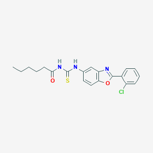 molecular formula C20H20ClN3O2S B399174 N-[2-(2-chlorophenyl)-1,3-benzoxazol-5-yl]-N'-hexanoylthiourea 