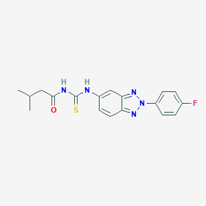 molecular formula C18H18FN5OS B399175 N-{[2-(4-fluorophenyl)-2H-benzotriazol-5-yl]carbamothioyl}-3-methylbutanamide 