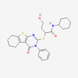 N-cyclohexyl-4-hydroxy-2-(4-oxo-3-phenyl(3,5,6,7,8-pentahydrobenzo[b]thiopheno [2,3-d]pyrimidin-2-ylthio))butanamide