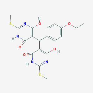 molecular formula C19H20N4O5S2 B399177 5-{(4-ethoxyphenyl)[4-hydroxy-2-(methylsulfanyl)-6-oxo-1,6-dihydro-5-pyrimidinyl]methyl}-6-hydroxy-2-(methylsulfanyl)-4(3H)-pyrimidinone 