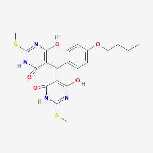 5-{(4-butoxyphenyl)[4-hydroxy-2-(methylsulfanyl)-6-oxo-1,6-dihydro-5-pyrimidinyl]methyl}-6-hydroxy-2-(methylsulfanyl)-4(3H)-pyrimidinone