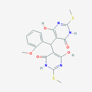 molecular formula C18H18N4O5S2 B399180 6-hydroxy-5-[[4-hydroxy-2-(methylsulfanyl)-6-oxo-1,6-dihydro-5-pyrimidinyl](2-methoxyphenyl)methyl]-2-(methylsulfanyl)-4(3H)-pyrimidinone 