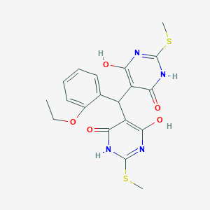 5-{(2-ethoxyphenyl)[4-hydroxy-2-(methylsulfanyl)-6-oxo-1,6-dihydro-5-pyrimidinyl]methyl}-6-hydroxy-2-(methylsulfanyl)-4(3H)-pyrimidinone