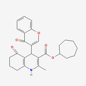 molecular formula C27H29NO5 B3991958 cycloheptyl 2-methyl-5-oxo-4-(4-oxo-4H-chromen-3-yl)-1,4,5,6,7,8-hexahydroquinoline-3-carboxylate 