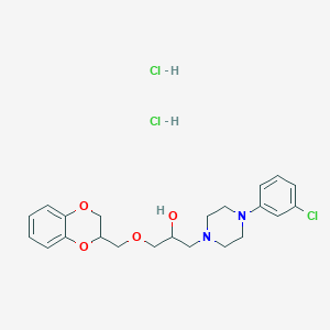 molecular formula C22H29Cl3N2O4 B3991989 1-[4-(3-Chlorophenyl)piperazin-1-yl]-3-(2,3-dihydro-1,4-benzodioxin-3-ylmethoxy)propan-2-ol;dihydrochloride 