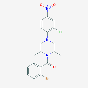 molecular formula C19H19BrClN3O3 B3992057 (2-BROMOPHENYL)[4-(2-CHLORO-4-NITROPHENYL)-2,6-DIMETHYLPIPERAZINO]METHANONE 