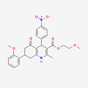 2-Methoxyethyl 7-(2-methoxyphenyl)-2-methyl-4-(4-nitrophenyl)-5-oxo-1,4,5,6,7,8-hexahydroquinoline-3-carboxylate