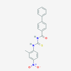 molecular formula C21H17N3O3S B399214 N-[(2-methyl-4-nitrophenyl)carbamothioyl]biphenyl-4-carboxamide 