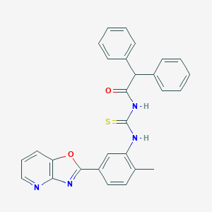 molecular formula C28H22N4O2S B399216 N-{[2-methyl-5-([1,3]oxazolo[4,5-b]pyridin-2-yl)phenyl]carbamothioyl}-2,2-diphenylacetamide CAS No. 429656-06-4