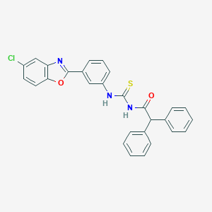 molecular formula C28H20ClN3O2S B399218 N-{[3-(5-chloro-1,3-benzoxazol-2-yl)phenyl]carbamothioyl}-2,2-diphenylacetamide 
