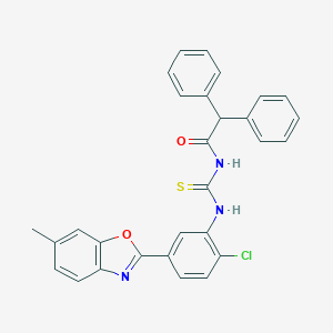 molecular formula C29H22ClN3O2S B399221 N-[2-chloro-5-(6-methyl-1,3-benzoxazol-2-yl)phenyl]-N'-(diphenylacetyl)thiourea CAS No. 371207-80-6