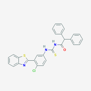 molecular formula C28H20ClN3OS2 B399224 N-{[3-(1,3-benzothiazol-2-yl)-4-chlorophenyl]carbamothioyl}-2,2-diphenylacetamide 