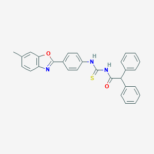 molecular formula C29H23N3O2S B399225 N-(diphenylacetyl)-N'-[4-(6-methyl-1,3-benzoxazol-2-yl)phenyl]thiourea 