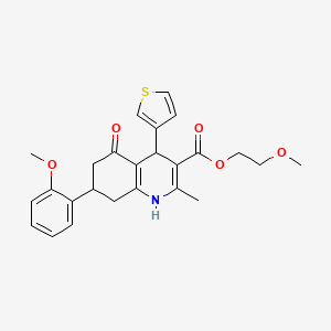 2-Methoxyethyl 7-(2-methoxyphenyl)-2-methyl-5-oxo-4-(thiophen-3-yl)-1,4,5,6,7,8-hexahydroquinoline-3-carboxylate