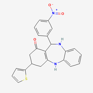 11-(3-nitrophenyl)-3-(thiophen-2-yl)-2,3,4,5,10,11-hexahydro-1H-dibenzo[b,e][1,4]diazepin-1-one