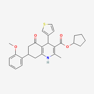 molecular formula C27H29NO4S B3992276 Cyclopentyl 7-(2-methoxyphenyl)-2-methyl-5-oxo-4-(thiophen-3-yl)-1,4,5,6,7,8-hexahydroquinoline-3-carboxylate 