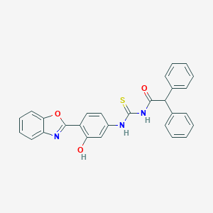 molecular formula C28H21N3O3S B399228 N-[4-(1,3-benzoxazol-2-yl)-3-hydroxyphenyl]-N'-(diphenylacetyl)thiourea CAS No. 371234-22-9