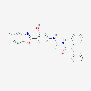 molecular formula C29H23N3O3S B399229 N-(diphenylacetyl)-N'-[3-hydroxy-4-(5-methyl-1,3-benzoxazol-2-yl)phenyl]thiourea CAS No. 443291-89-2