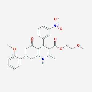 2-Methoxyethyl 7-(2-methoxyphenyl)-2-methyl-4-(3-nitrophenyl)-5-oxo-1,4,5,6,7,8-hexahydroquinoline-3-carboxylate