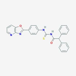 molecular formula C27H20N4O2S B399232 N-{[4-([1,3]oxazolo[4,5-b]pyridin-2-yl)phenyl]carbamothioyl}-2,2-diphenylacetamide 