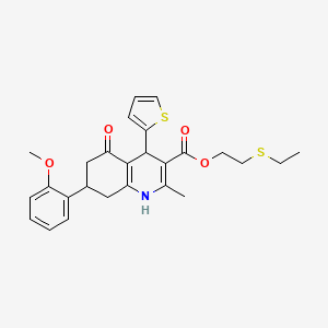 2-(Ethylsulfanyl)ethyl 7-(2-methoxyphenyl)-2-methyl-5-oxo-4-(thiophen-2-yl)-1,4,5,6,7,8-hexahydroquinoline-3-carboxylate