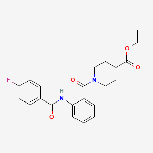 ETHYL 1-[2-(4-FLUOROBENZAMIDO)BENZOYL]PIPERIDINE-4-CARBOXYLATE