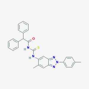 molecular formula C29H25N5OS B399238 N-[[6-methyl-2-(4-methylphenyl)benzotriazol-5-yl]carbamothioyl]-2,2-diphenylacetamide CAS No. 490016-55-2