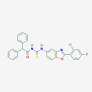 molecular formula C28H19ClFN3O2S B399242 N-[2-(2-chloro-4-fluorophenyl)-1,3-benzoxazol-5-yl]-N'-(diphenylacetyl)thiourea 