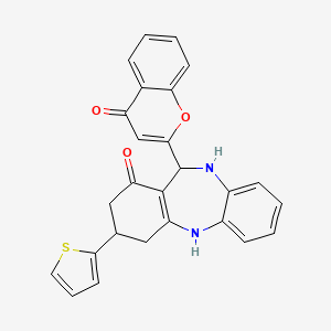 11-(4-oxo-4H-chromen-2-yl)-3-(2-thienyl)-2,3,4,5,10,11-hexahydro-1H-dibenzo[b,e][1,4]diazepin-1-one