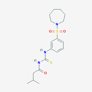 molecular formula C18H27N3O3S2 B3992516 N-[[3-(azepan-1-ylsulfonyl)phenyl]carbamothioyl]-3-methylbutanamide 