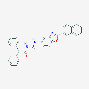 molecular formula C32H23N3O2S B399253 N-{[2-(naphthalen-2-yl)-1,3-benzoxazol-5-yl]carbamothioyl}-2,2-diphenylacetamide 