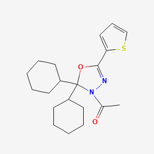 1-(2,2-Dicyclohexyl-5-thiophen-2-yl-1,3,4-oxadiazol-3-yl)ethanone