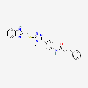 N-[4-[5-(1H-benzimidazol-2-ylmethylsulfanyl)-4-methyl-1,2,4-triazol-3-yl]phenyl]-3-phenylpropanamide