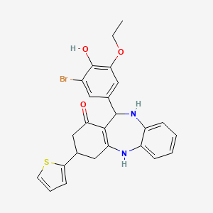 11-(3-bromo-5-ethoxy-4-hydroxyphenyl)-3-(thiophen-2-yl)-2,3,4,5,10,11-hexahydro-1H-dibenzo[b,e][1,4]diazepin-1-one