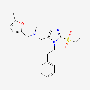 molecular formula C21H27N3O3S B3992698 1-[2-(ethylsulfonyl)-1-(2-phenylethyl)-1H-imidazol-5-yl]-N-methyl-N-[(5-methyl-2-furyl)methyl]methanamine 