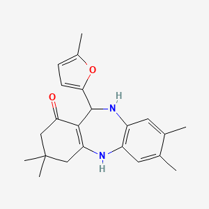 molecular formula C22H26N2O2 B3992702 3,3,7,8-tetramethyl-11-(5-methyl-2-furyl)-2,3,4,5,10,11-hexahydro-1H-dibenzo[b,e][1,4]diazepin-1-one 