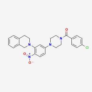 molecular formula C26H25ClN4O3 B3992743 2-{5-[4-(4-CHLOROBENZOYL)PIPERAZIN-1-YL]-2-NITROPHENYL}-1,2,3,4-TETRAHYDROISOQUINOLINE 